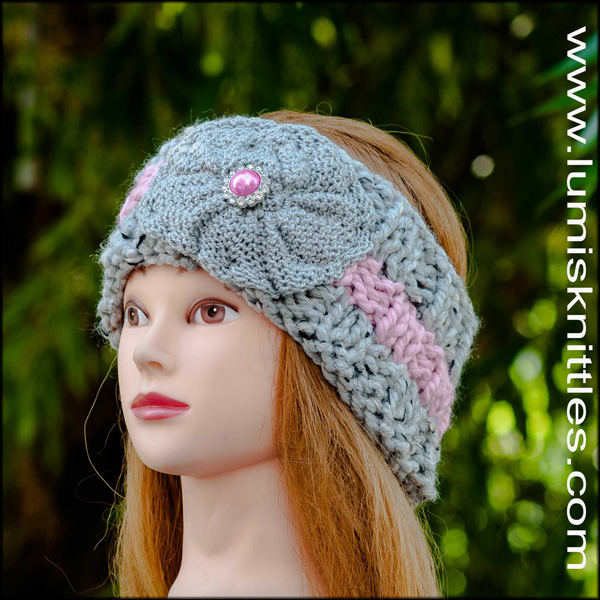 Grey and Pink Headband