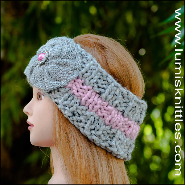 Grey and Pink Headband